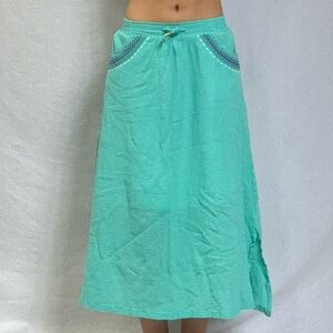 Light Teal Pull-On Maxi Skirt with Pocket Trim